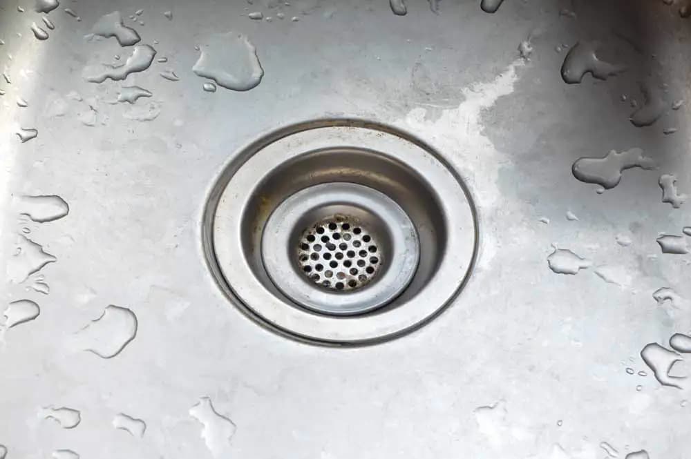 Drain close-up during cleaning
